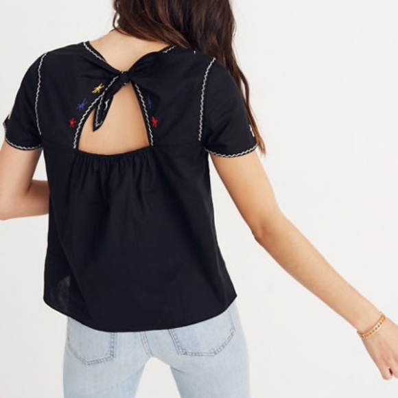 Madewell black boho embroidered top XXS - Picture 2 of 6